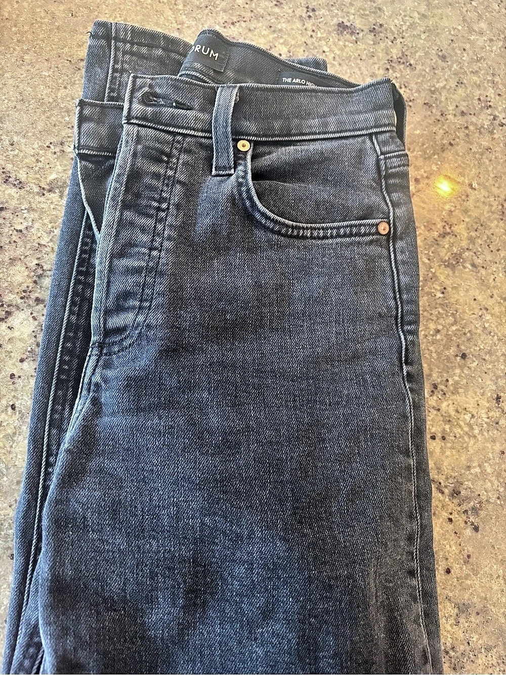 Denim Forum The Arlo High Rise Straight 28L Jeans Black Waist 25